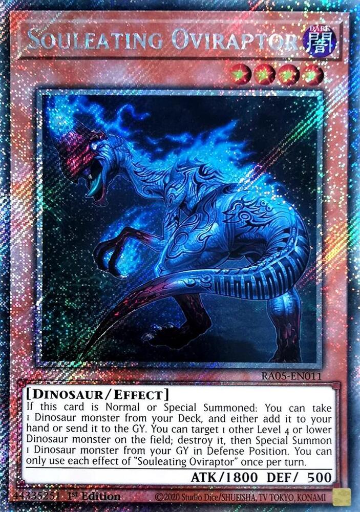 Souleating Oviraptor (Platinum Secret Rare) RA05-EN011 card from Rarity Collection 5