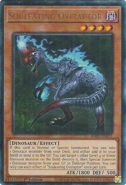 Souleating Oviraptor (PUR) RA05-EN011 card from Rarity Collection 5