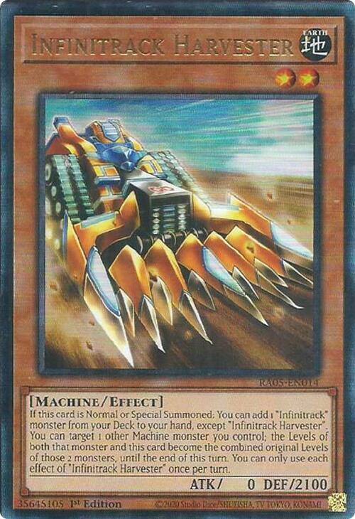 Infinitrack Harvester (PUR) RA05-EN014 card from Rarity Collection 5