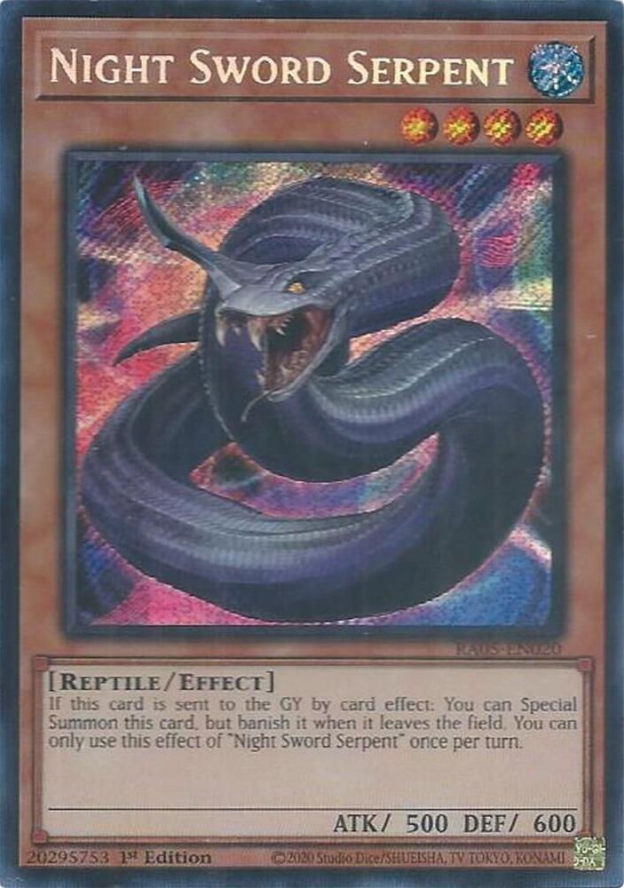 Night Sword Serpent (Secret Rare) RA05-EN020 card from Rarity Collection 5