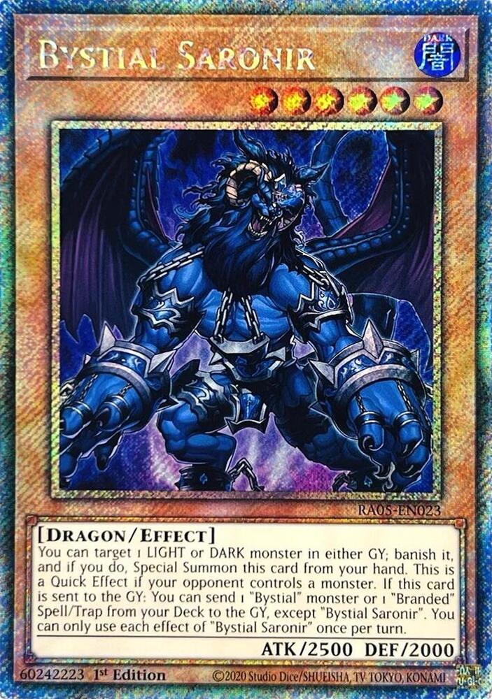 Bystial Saronir (Platinum Secret Rare) RA05-EN023 card from Rarity Collection 5