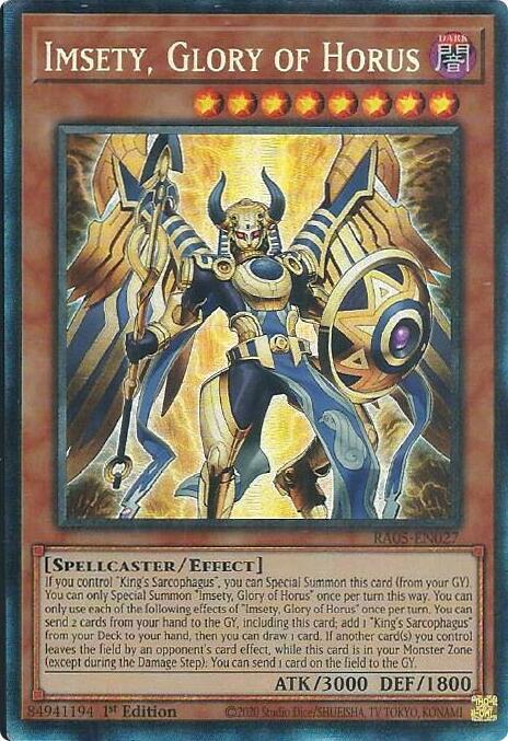 Imsety, Glory of Horus (PCR) RA05-EN027 card from Rarity Collection 5