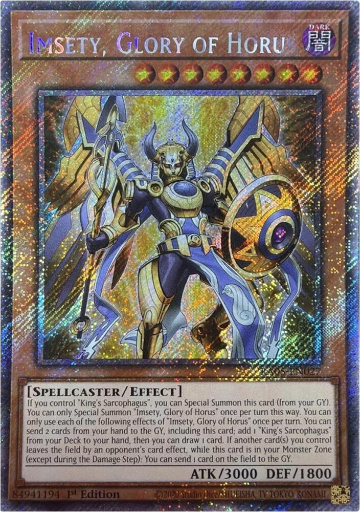 Imsety, Glory of Horus (Platinum Secret Rare) RA05-EN027 card from Rarity Collection 5