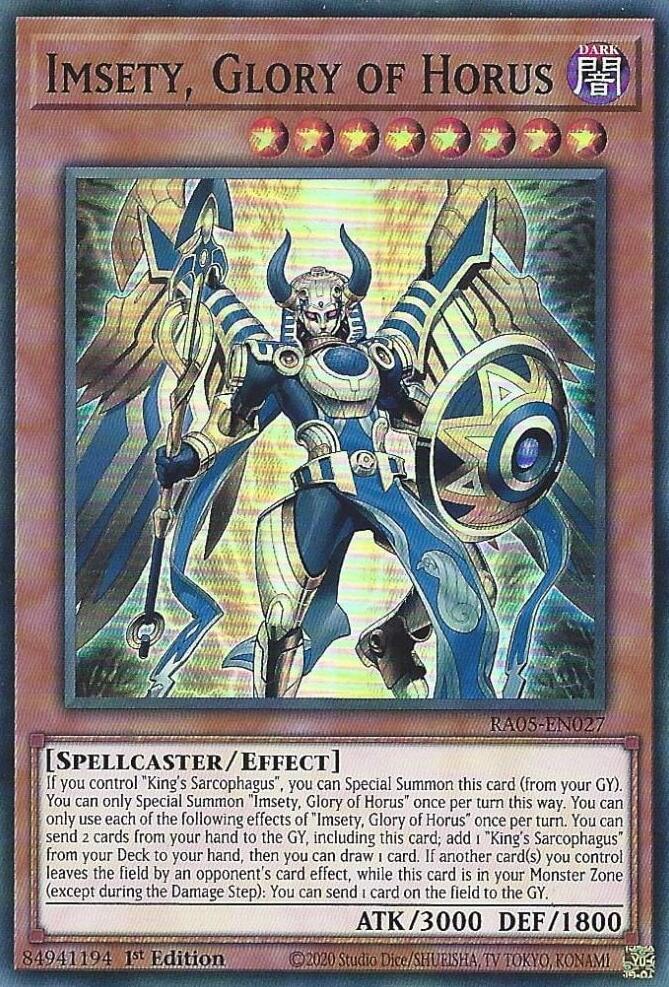 Imsety, Glory of Horus RA05-EN027 card from Rarity Collection 5