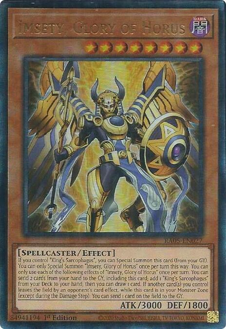 Imsety, Glory of Horus (PUR) RA05-EN027 card from Rarity Collection 5
