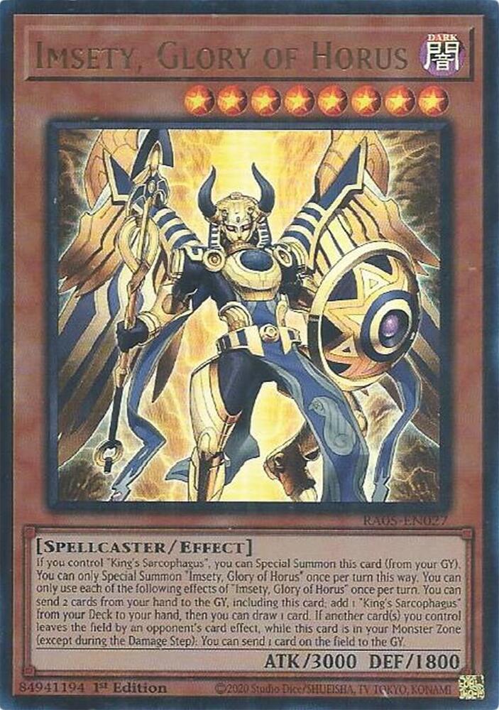 Imsety, Glory of Horus (Ultra Rare) RA05-EN027 card from Rarity Collection 5