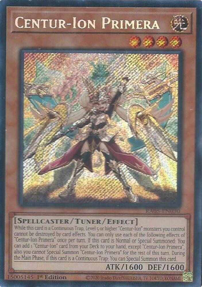 Centur-Ion Primera (Secret Rare) RA05-EN030 card from Rarity Collection 5