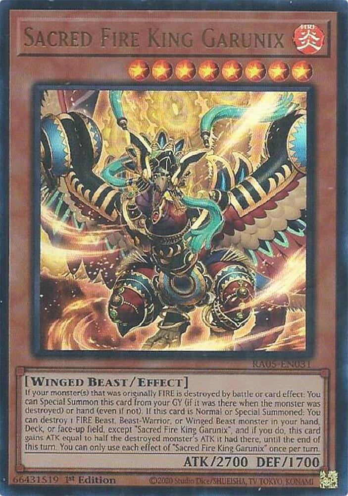 Sacred Fire King Garunix (Ultra Rare) RA05-EN031 card from Rarity Collection 5