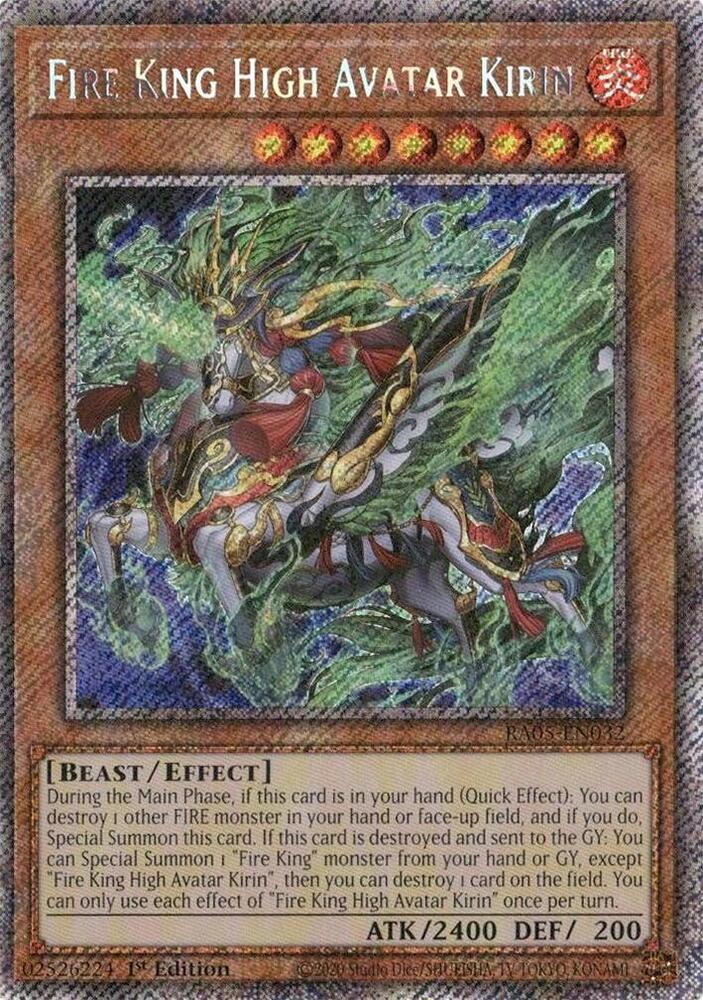 Fire King High Avatar Kirin (Platinum Secret Rare) RA05-EN032 card from Rarity Collection 5