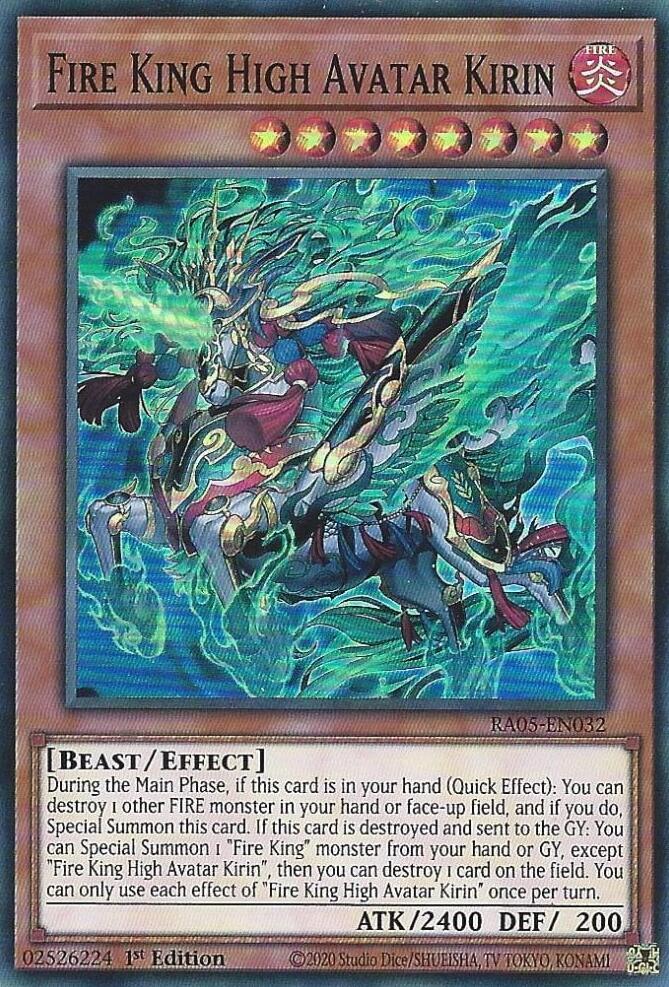 Fire King High Avatar Kirin RA05-EN032 card from Rarity Collection 5
