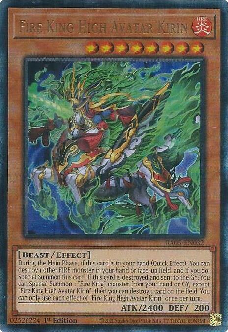 Fire King High Avatar Kirin (PUR) RA05-EN032 card from Rarity Collection 5