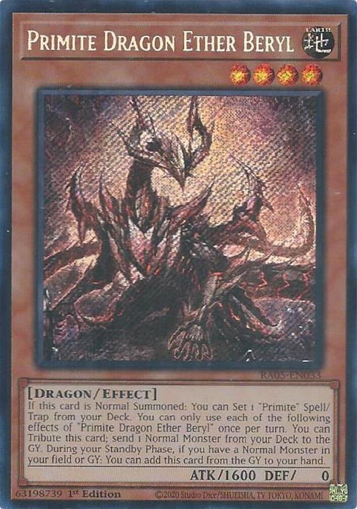 Primite Dragon Ether Beryl (Secret Rare) RA05-EN033 card from Rarity Collection 5