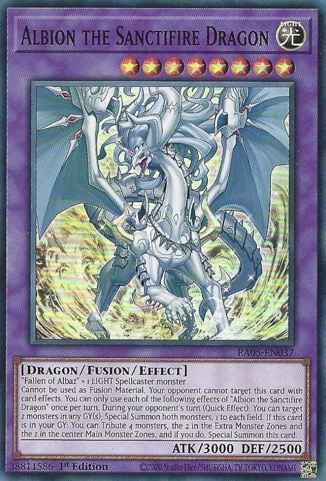 Albion the Sanctifire Dragon RA05-EN037 card from Rarity Collection 5