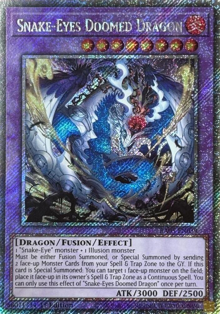Snake-Eyes Doomed Dragon (Platinum Secret Rare) RA05-EN039 card from Rarity Collection 5