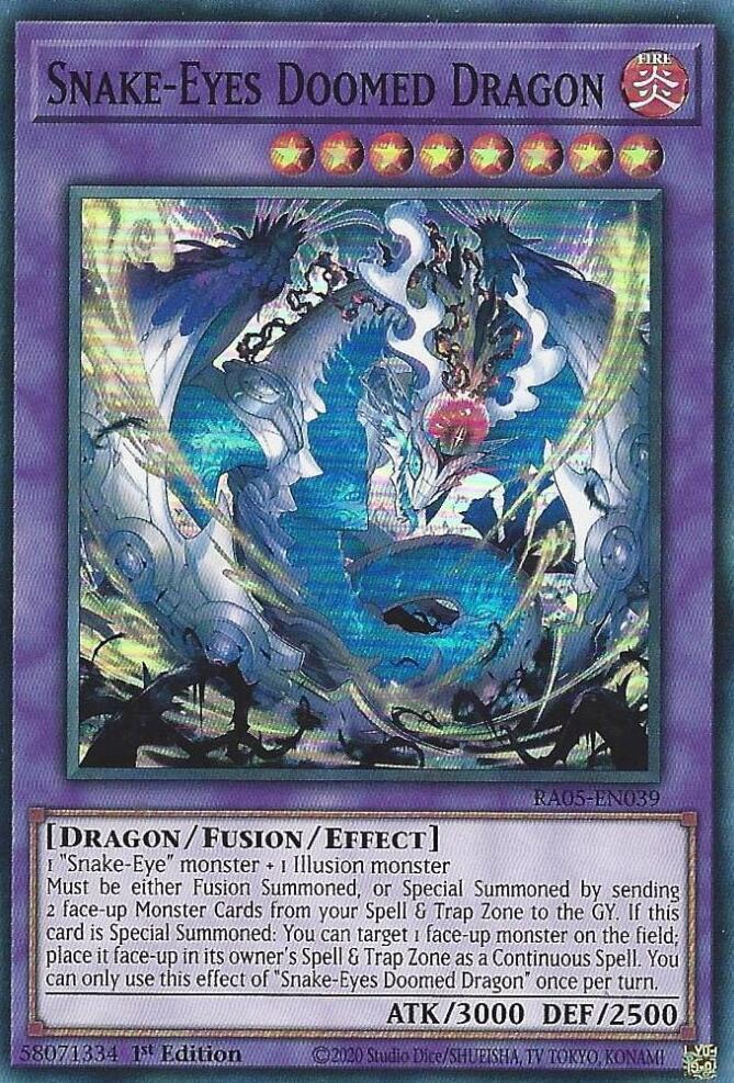 Snake-Eyes Doomed Dragon RA05-EN039 card from Rarity Collection 5