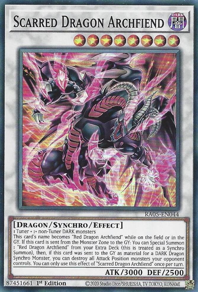 Scarred Dragon Archfiend RA05-EN044 card from Rarity Collection 5