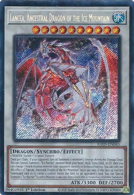 Lancea, Ancestral Dragon of the Ice Mountain (Secret Rare) RA05-EN045 card from Rarity Collection 5