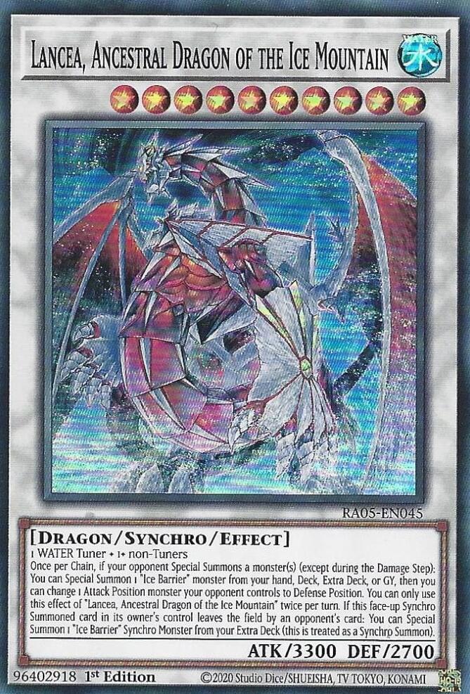 Lancea, Ancestral Dragon of the Ice Mountain RA05-EN045 card from Rarity Collection 5