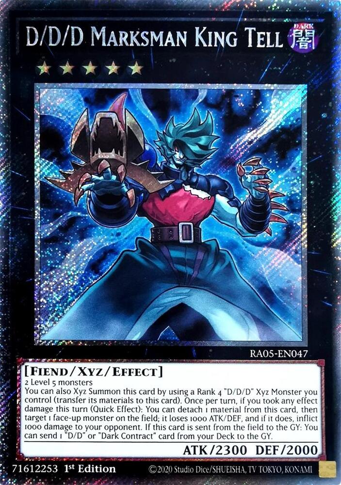 D/D/D Marksman King Tell (Platinum Secret Rare) RA05-EN047 card from Rarity Collection 5