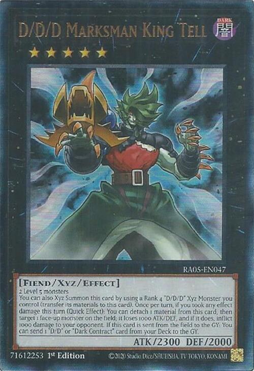 D/D/D Marksman King Tell (PUR) RA05-EN047 card from Rarity Collection 5
