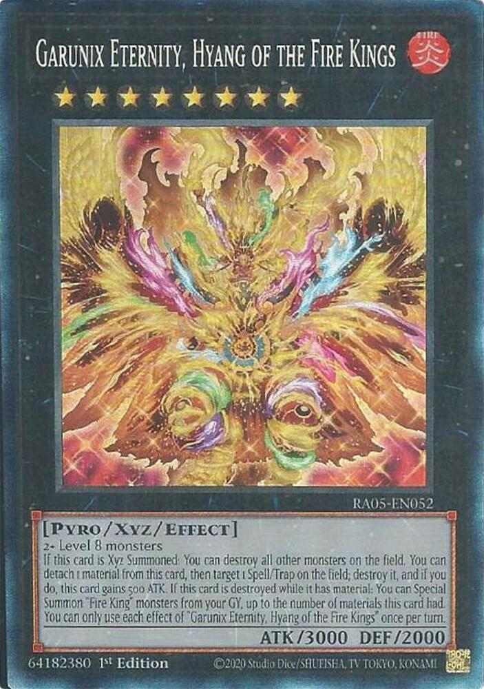 Garunix Eternity, Hyang of the Fire Kings (PCR) RA05-EN052 card from Rarity Collection 5