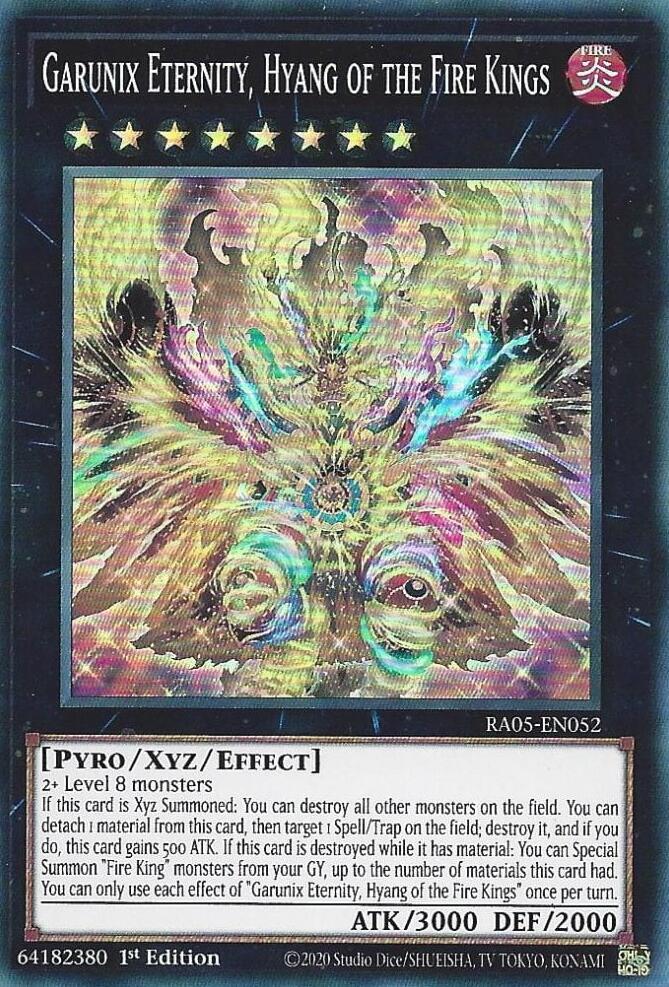 Garunix Eternity, Hyang of the Fire Kings RA05-EN052 card from Rarity Collection 5