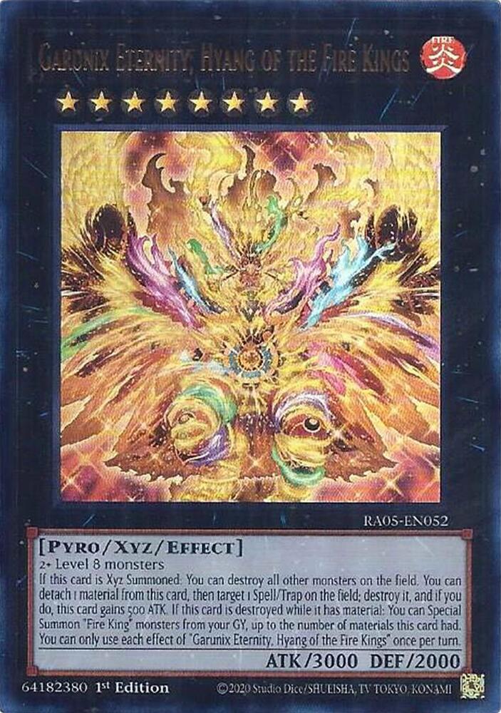 Garunix Eternity, Hyang of the Fire Kings (Ultra Rare) RA05-EN052 card from Rarity Collection 5