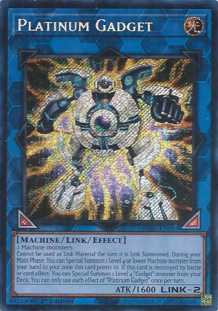 Platinum Gadget (Secret Rare) RA05-EN054 card from Rarity Collection 5