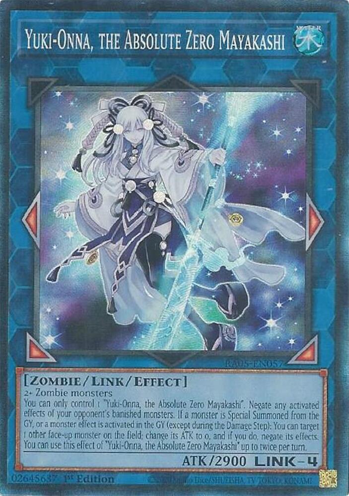 Yuki-Onna, the Absolute Zero Mayakashi (PCR) RA05-EN057 card from Rarity Collection 5
