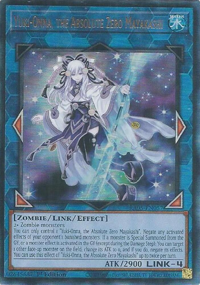 Yuki-Onna, the Absolute Zero Mayakashi (PUR) RA05-EN057 card from Rarity Collection 5