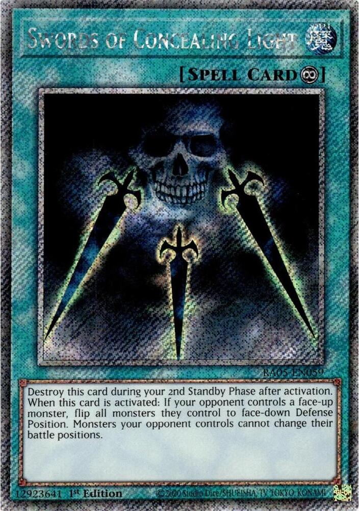 Swords of Concealing Light (Platinum Secret Rare) RA05-EN059 card from Rarity Collection 5