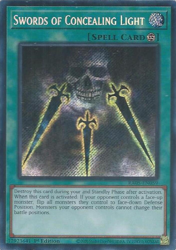 Swords of Concealing Light (Secret Rare) RA05-EN059 card from Rarity Collection 5