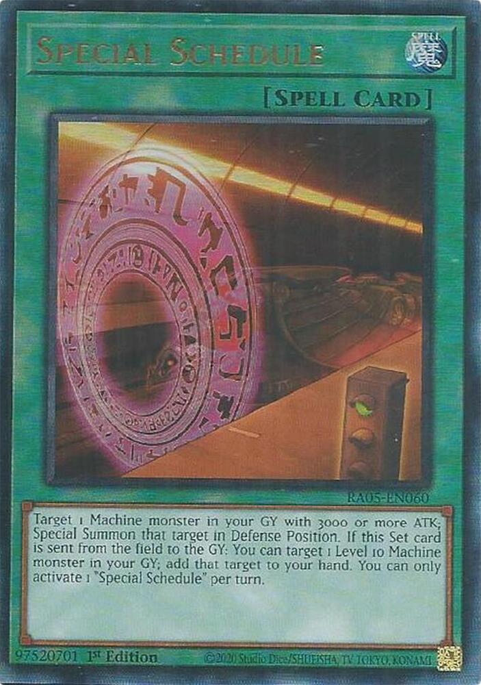 Special Schedule (PUR) RA05-EN060 card from Rarity Collection 5