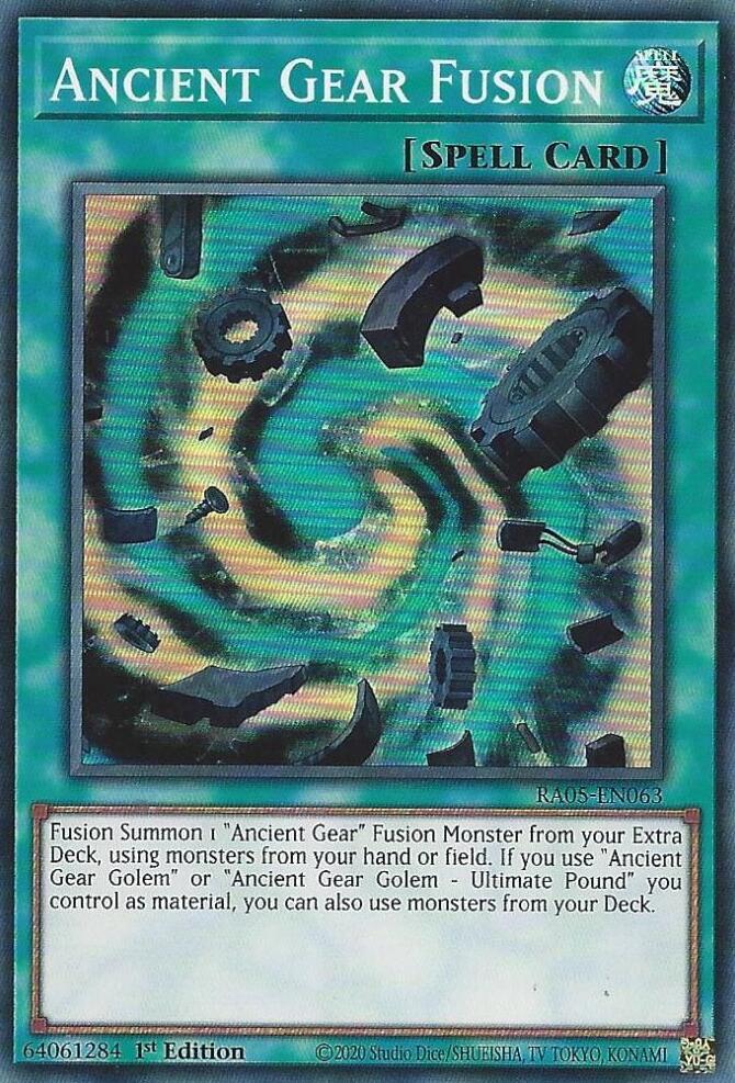 Ancient Gear Fusion RA05-EN063 card from Rarity Collection 5