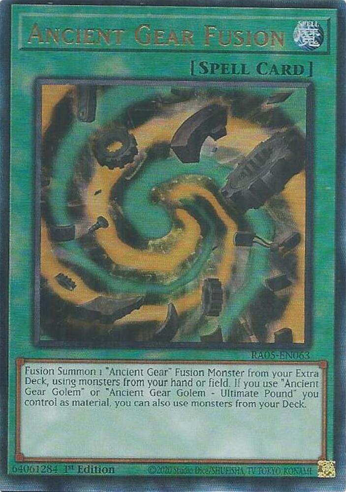 Ancient Gear Fusion (PUR) RA05-EN063 card from Rarity Collection 5