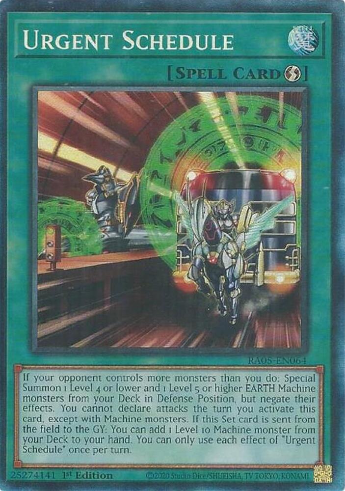 Urgent Schedule (PCR) RA05-EN064 card from Rarity Collection 5
