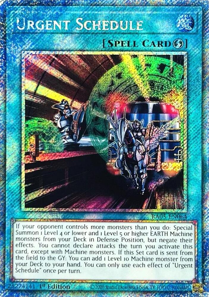 Urgent Schedule (Platinum Secret Rare) RA05-EN064 card from Rarity Collection 5