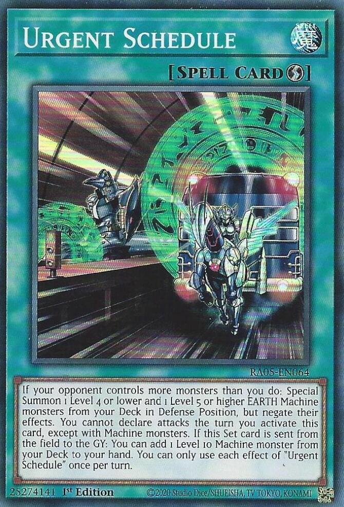 Urgent Schedule RA05-EN064 card from Rarity Collection 5