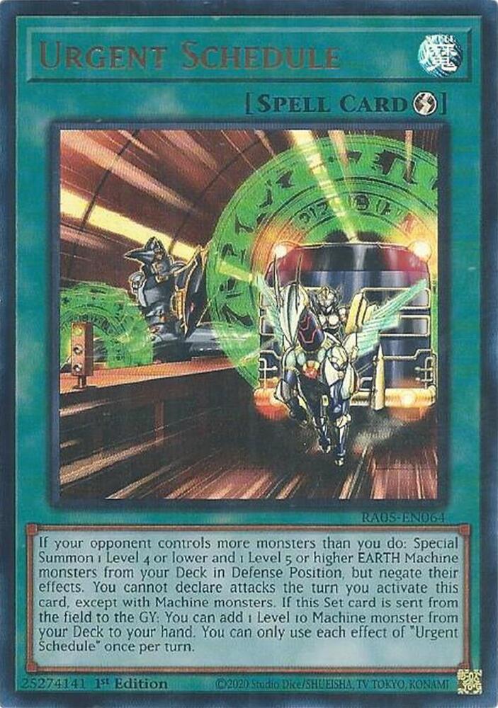 Urgent Schedule (Ultra Rare) RA05-EN064 card from Rarity Collection 5