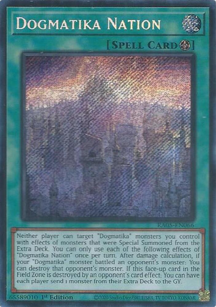 Dogmatika Nation (Secret Rare) RA05-EN066 card from Rarity Collection 5