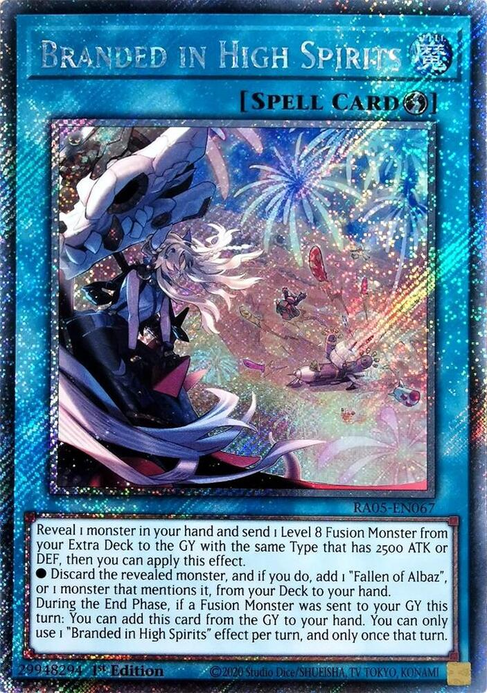 Branded in High Spirits (Platinum Secret Rare) RA05-EN067 card from Rarity Collection 5