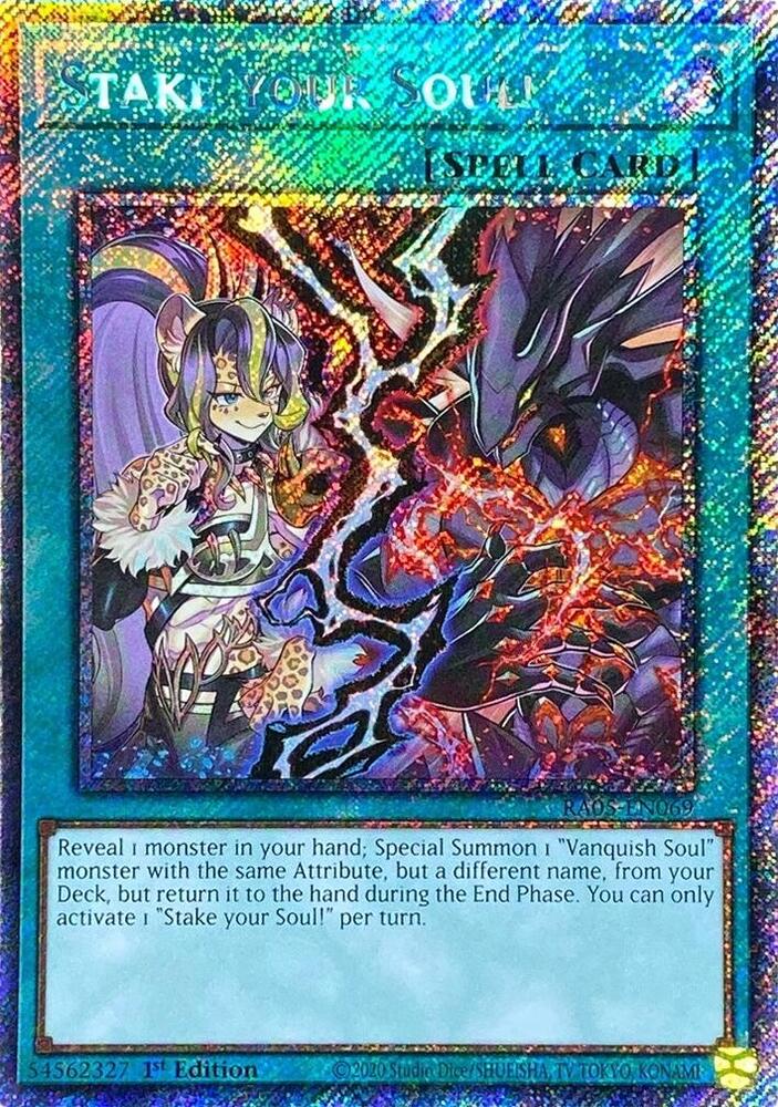 Stake your Soul! (Platinum Secret Rare) RA05-EN069 card from Rarity Collection 5
