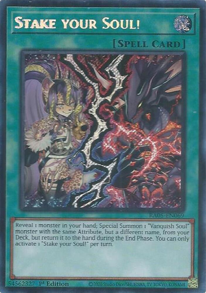 Stake your Soul! (Secret Rare) RA05-EN069 card from Rarity Collection 5