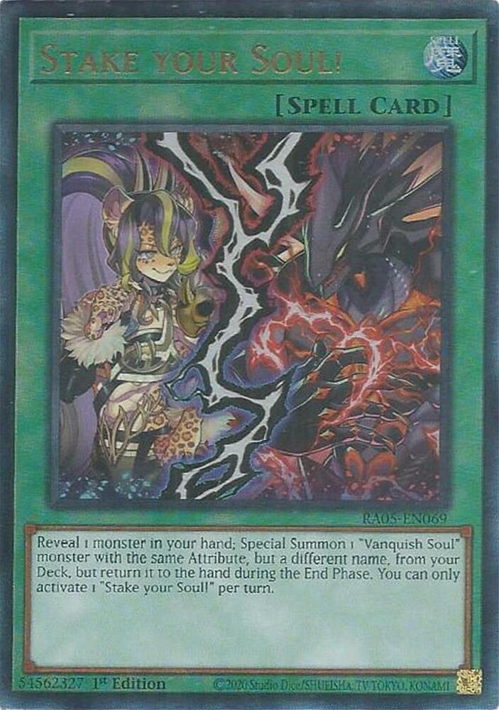 Stake your Soul! (PUR) RA05-EN069 card from Rarity Collection 5
