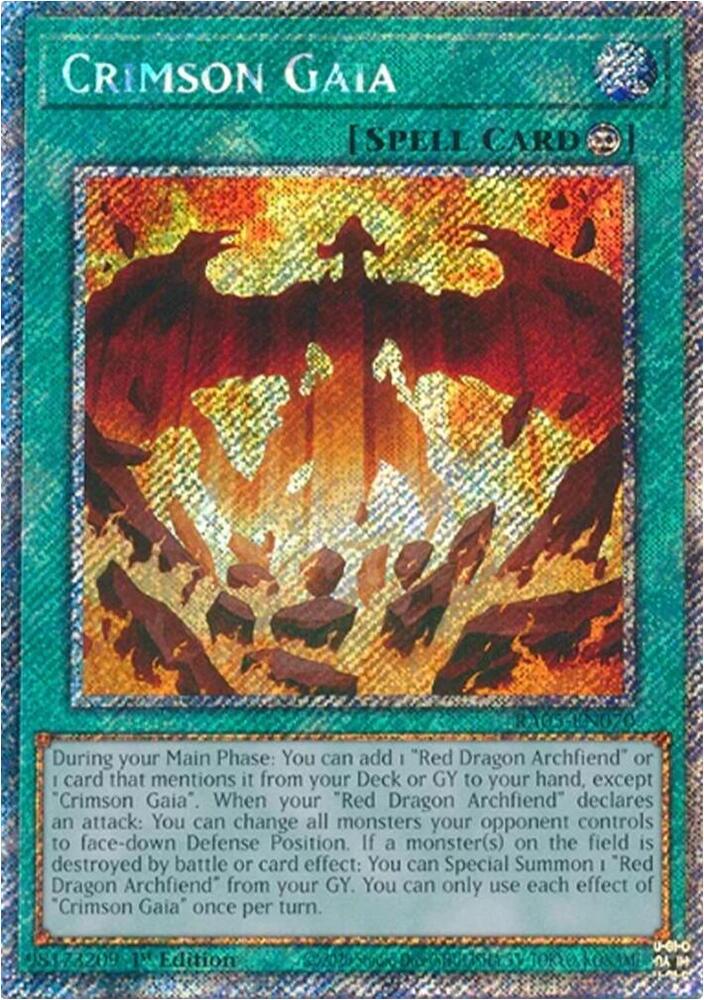 Crimson Gaia (Platinum Secret Rare) RA05-EN070 card from Rarity Collection 5