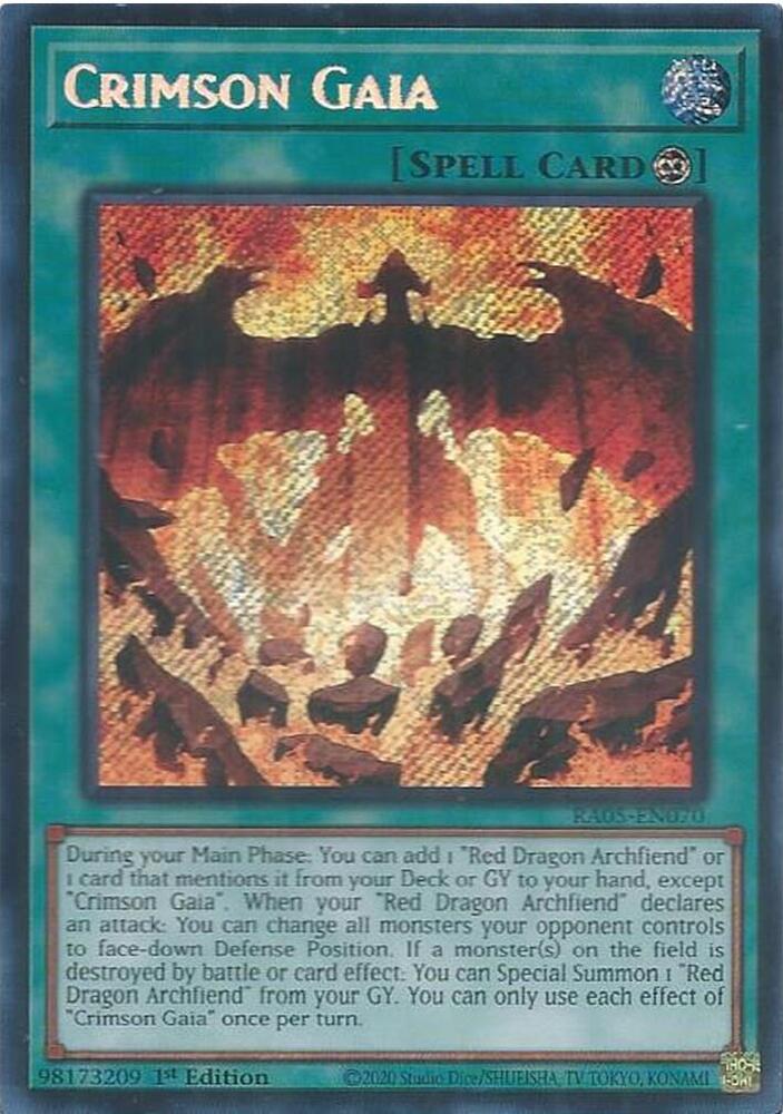 Crimson Gaia (Secret Rare) RA05-EN070 card from Rarity Collection 5