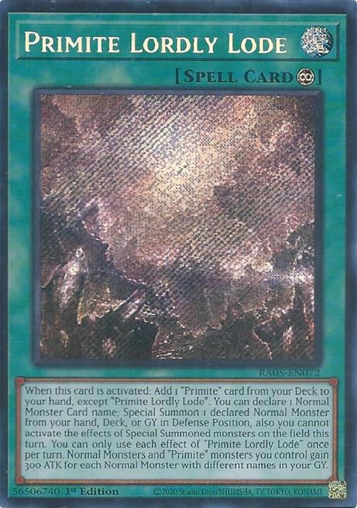 Primite Lordly Lode (Secret Rare) RA05-EN072 card from Rarity Collection 5