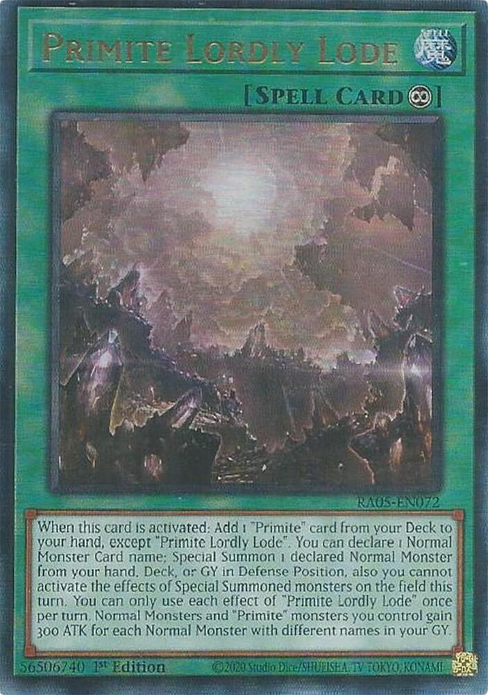 Primite Lordly Lode (PUR) RA05-EN072 card from Rarity Collection 5