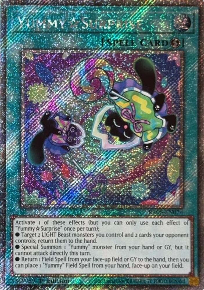 YummySurprise (Platinum Secret Rare) RA05-EN074 card from Rarity Collection 5