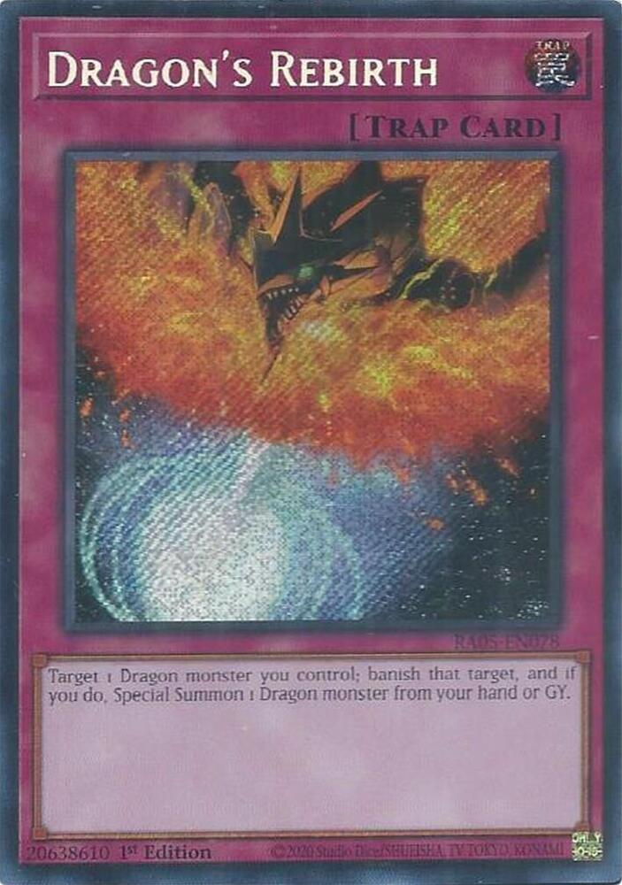 Dragon's Rebirth (Secret Rare) RA05-EN078 card from Rarity Collection 5